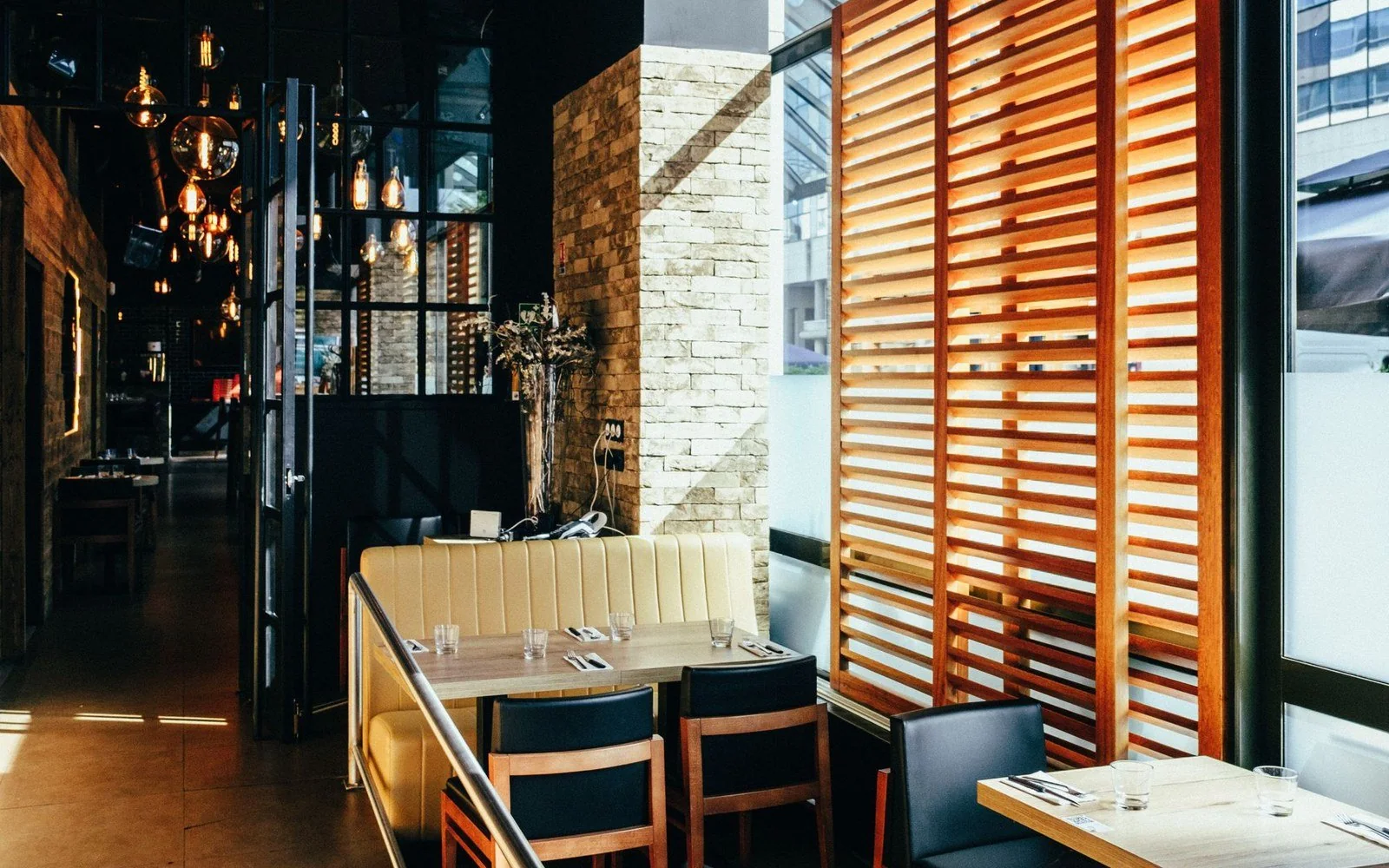 Restaurant seating, tables and interior fit-out details