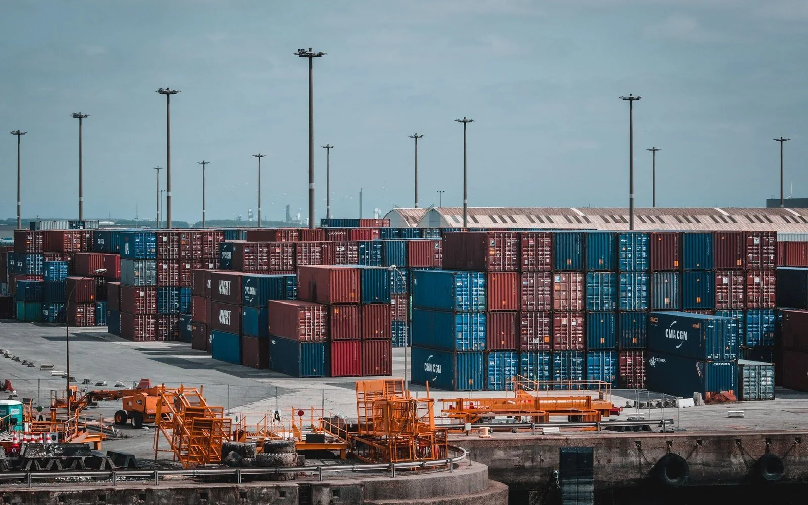 Shipping containers at a cargo terminal